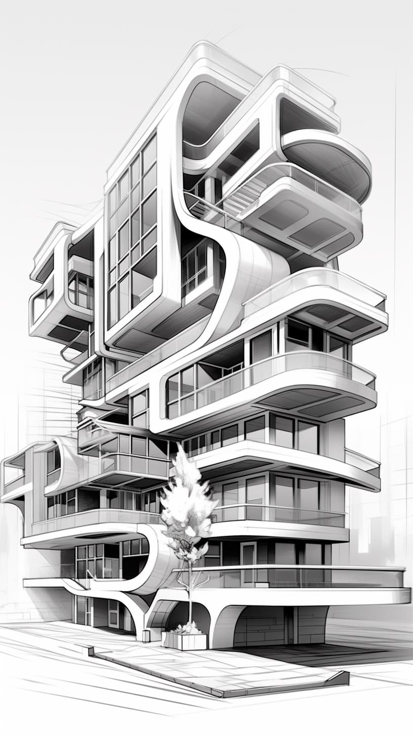 Sustainable building architectural drawing